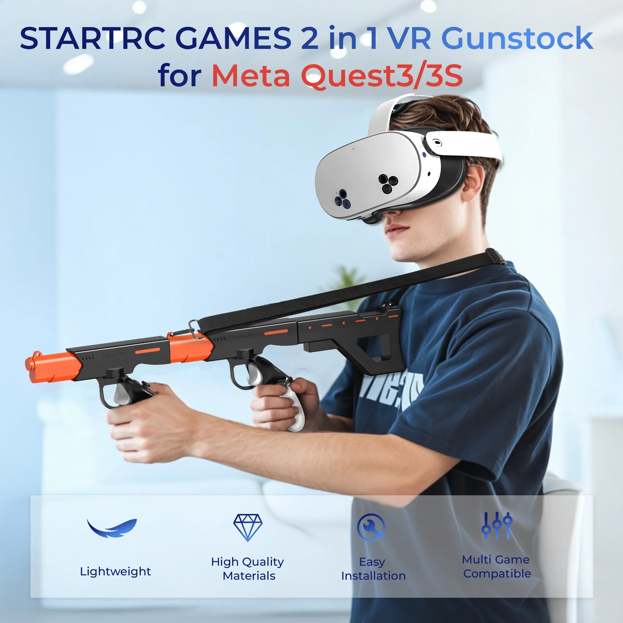 

Controller grips for Meta Quest 3/3S VR glasses augment control in FPS gaming experiences with expanded stand accessories