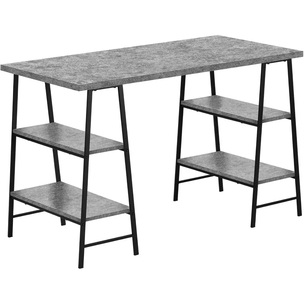 

Computer desk, home office, laptop, storage rack, 48 L, work, metal, laminated board, gray, black