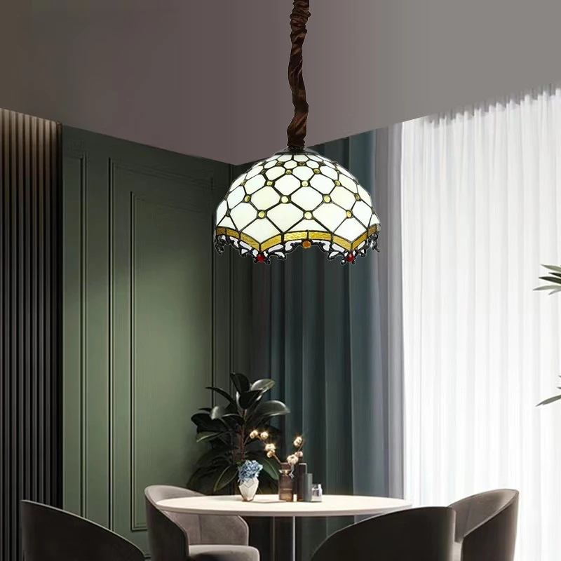 Retro Tiff Style Colorful Glass Chandelier Mediterranean Pendant Light For Bar Bedroom Living Room Balcony Creative Decor view 3