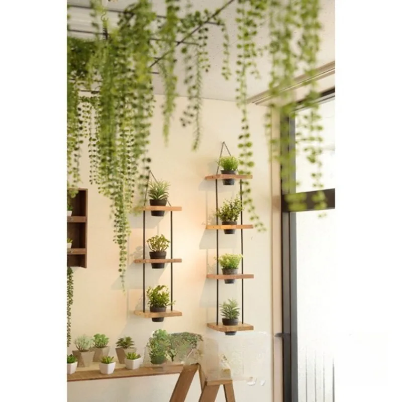 

Wall hanging Wall Multi-layer pot Solid wood mini multi-layer Flower basket