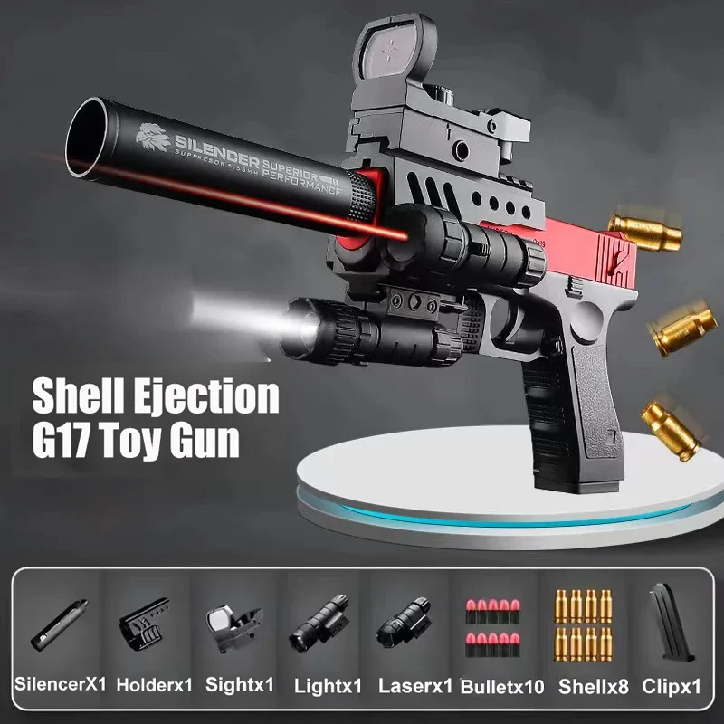 

Shell Ejection G17 Soft Bullet Toy Gun Games Weapons Desert Eagle Airsoft Pistol Foam Launcher for Kids Boys Gift CS Shooting