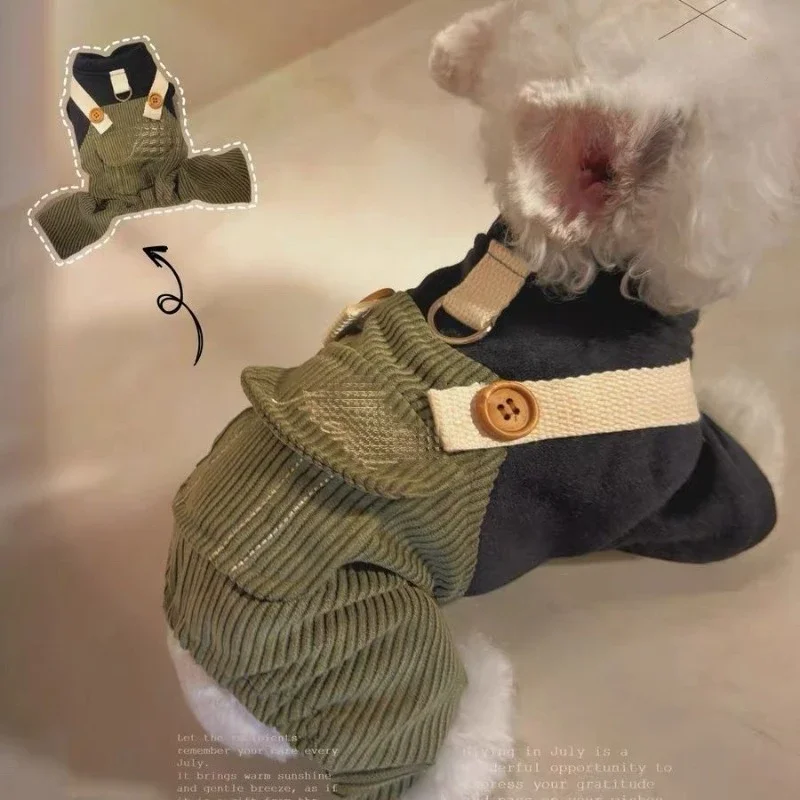 Pulling Cool Dog Four legged Clothes Pet Male Dog Small Dog Handsome Strap Pants Pulling Teddy Autumn/Winter Plush