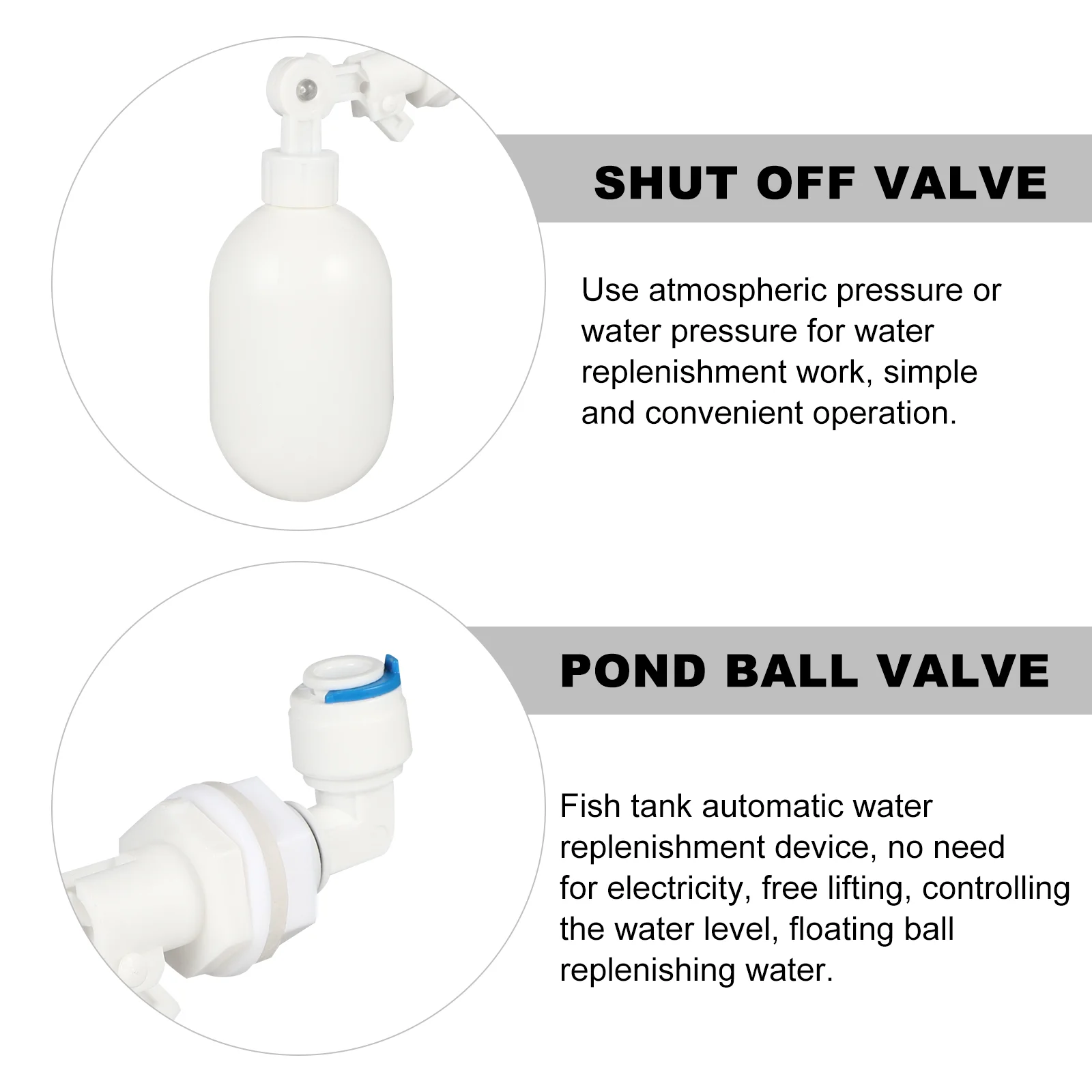 Fish Tank Water Replenisher Float Ball Valve for Aquaculture Shut Off Plastic Level Aquariums Pool Supply Tube