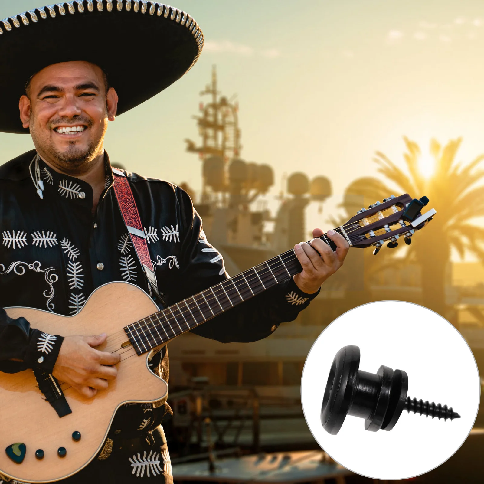 

4 PCS Metal Strap Buckle Lock Guitar Electric Accessories Aroma Flat Head for Gold Belt Screw Bolt Straps Buttons Non-slip