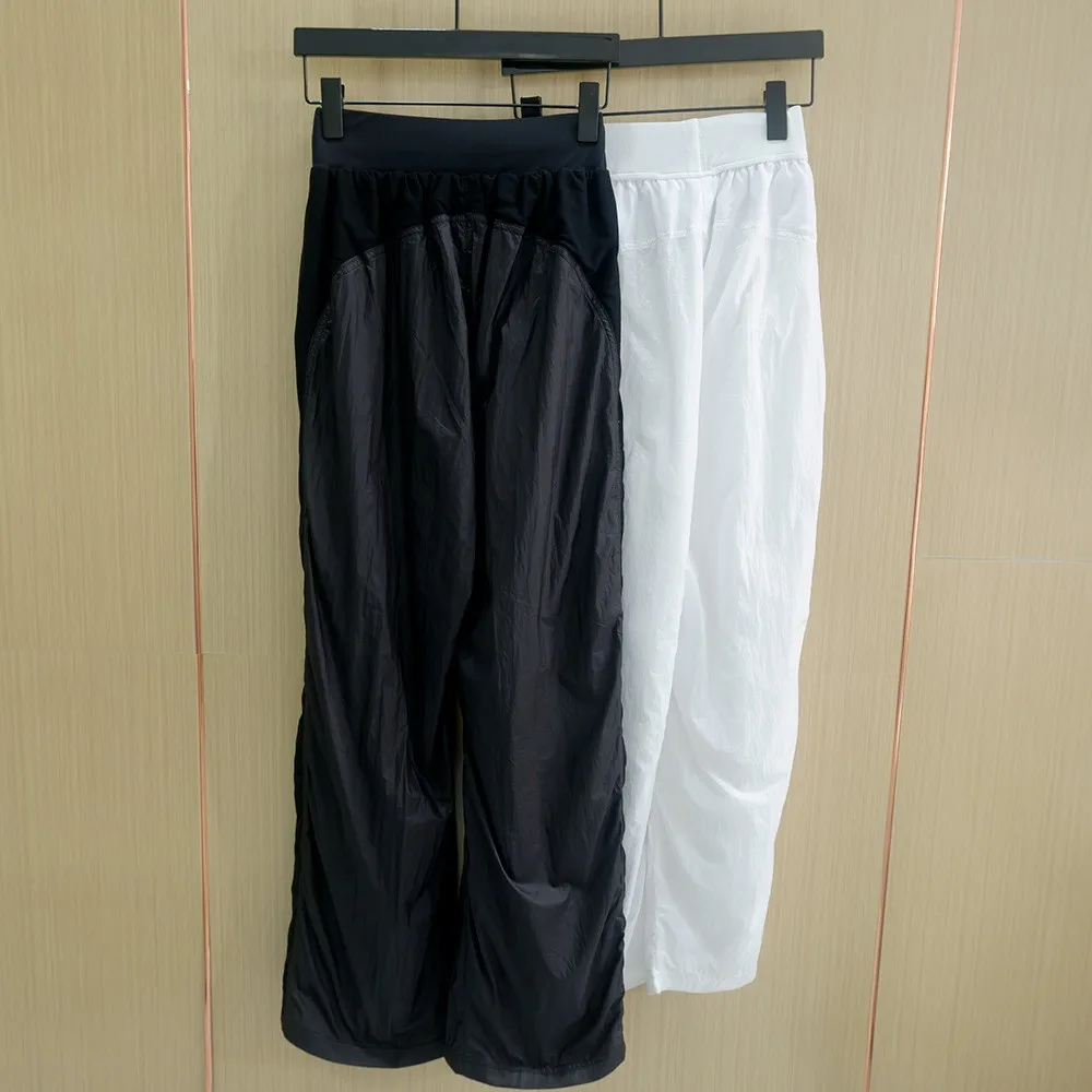 Summer Lightweight Tennis Sports Pants for Women, Mid-High Waist, Slim Fit, Draped, Thin, Quick-Dry, Breathable, Double-Layer