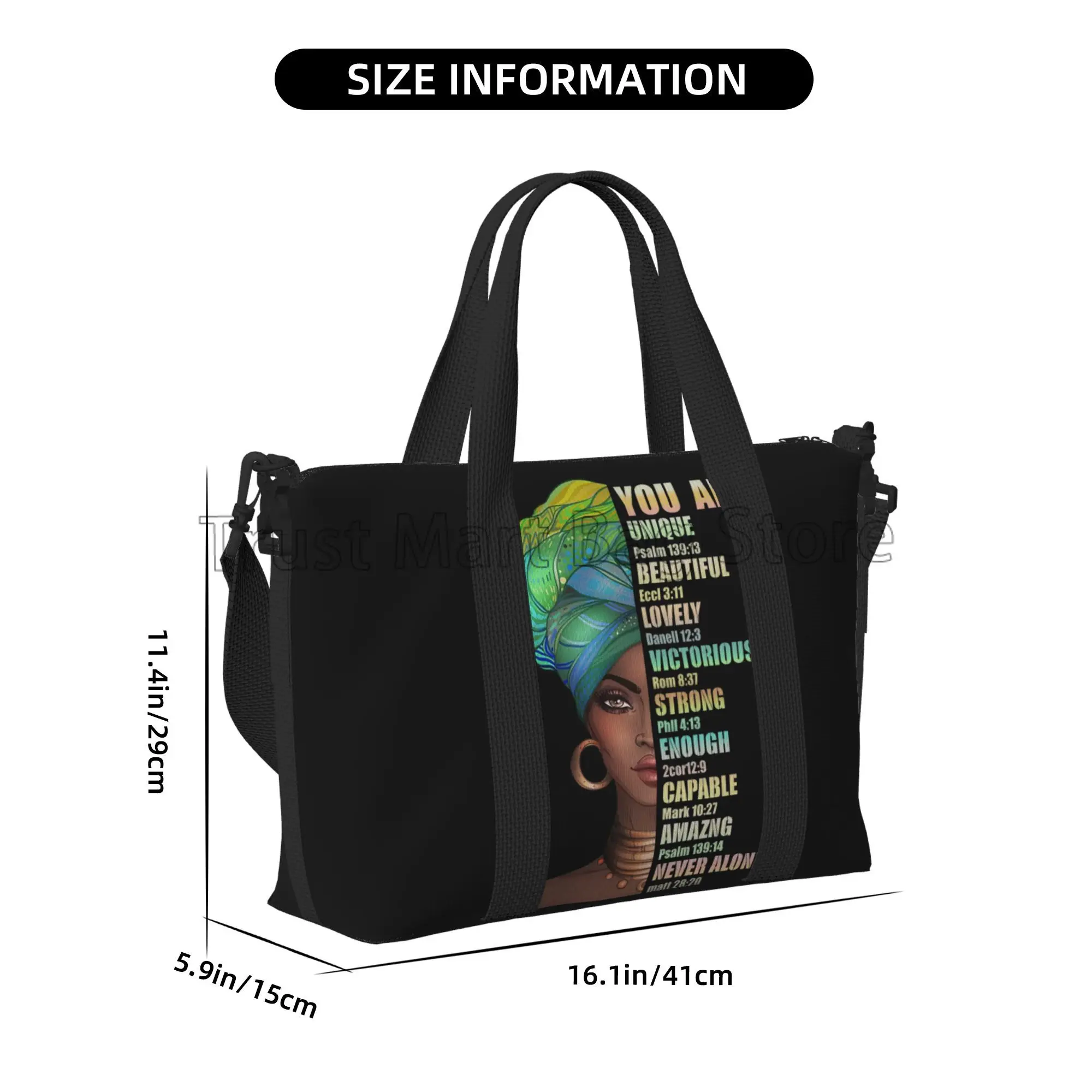 African Pretty Women Print Travel Duffle Bag Waterproof Tote Bags for Women Girls Weekender Overnight Bag Gym Beach Handbags