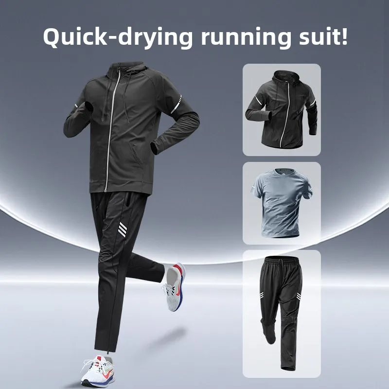 

Мужской свободный быстросохнущий спортивный комплект: идеально подходит для бега, фитнеса, тренировок на открытом воздухе и повседневной повседневной одежды