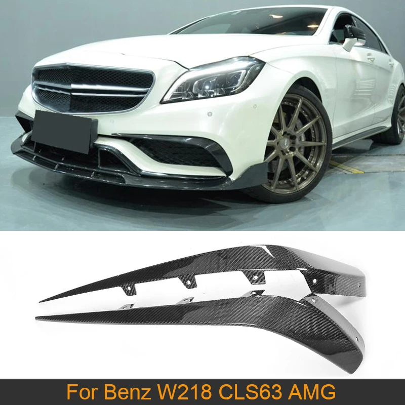 Carbon Fiber Front Bumper Flaps Canards For Mercedes Benz CLS Class W218 CLS63 AMG S Sedan 4 Door 2015-2017 Front Splitters FRP