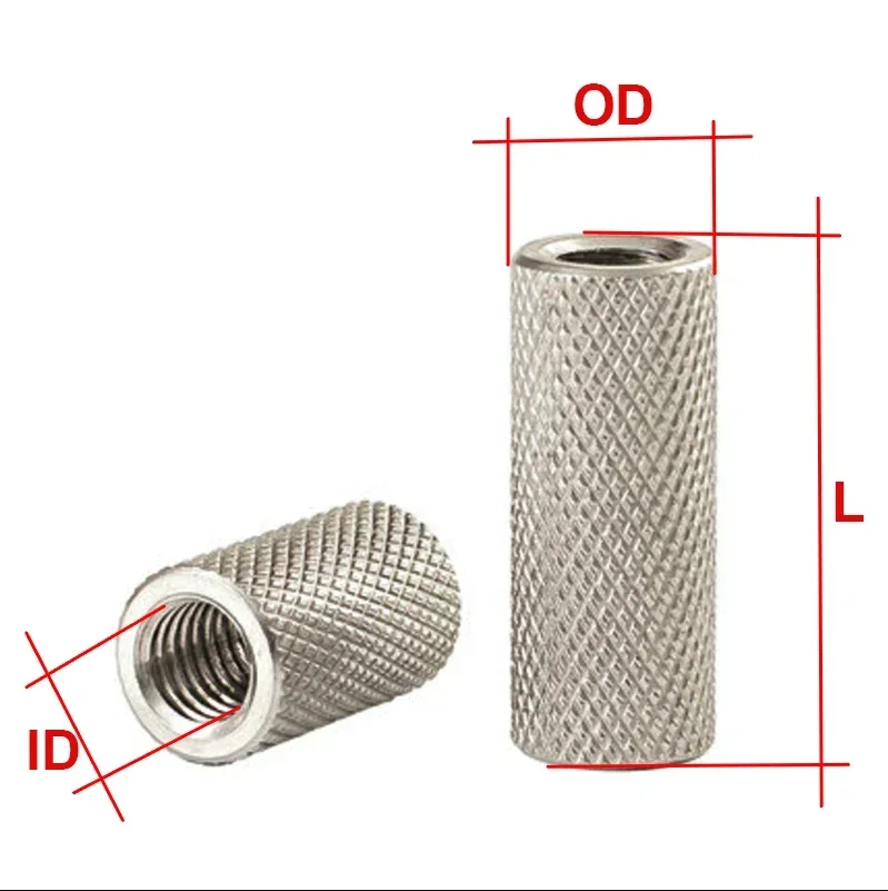 304 Stainless Steel Extended Cylindrical Flat Head Knurled Hand Screw Nut Mesh Nut Adjustment Nut M2 M2.5 M3 M4 M5 M6 ~M16