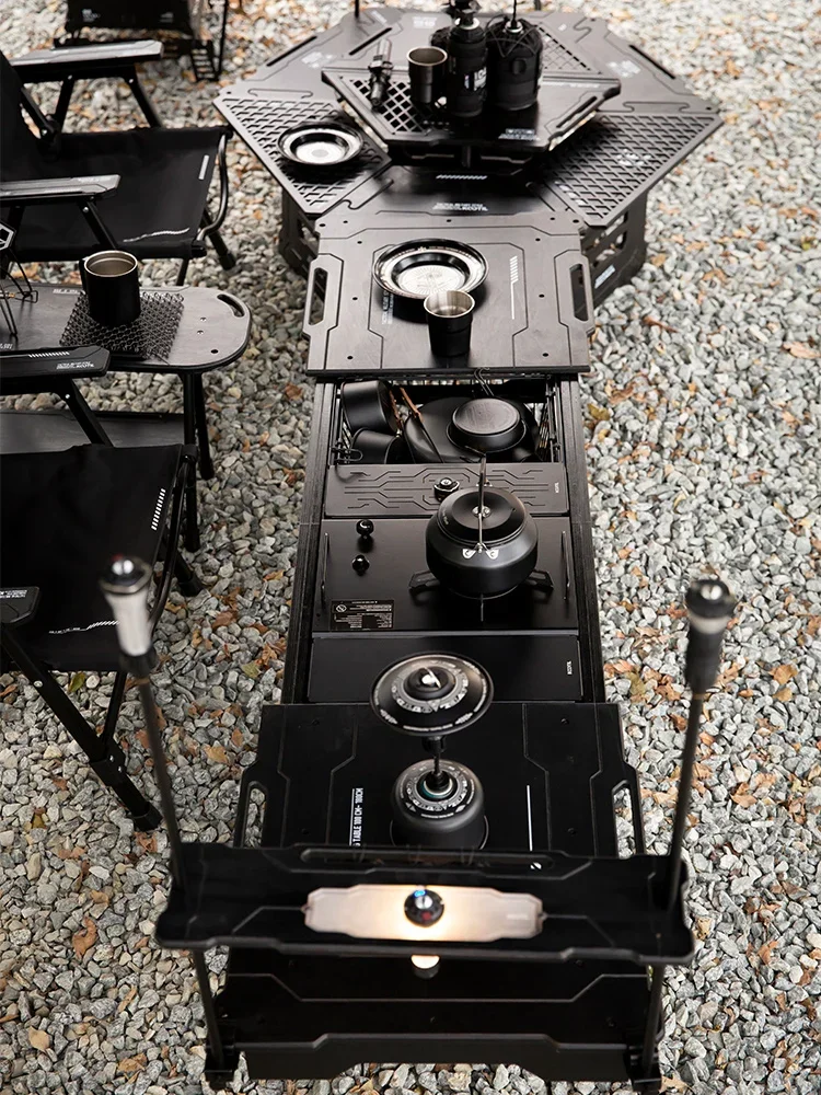 Outdoor folding IGT table portable camping tactical table multi-functional combination module unit  camping kitchen