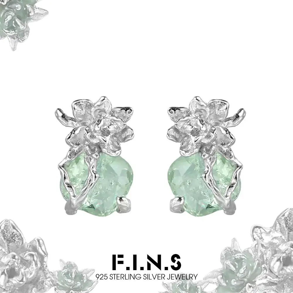 

Серьги-гвоздики F.I.N.S из стерлингового серебра S925 с зеленым цирконом и жасмином, уникальные, универсальные, в форме цветка, изысканные ювелирные изделия, гипоаллергенные