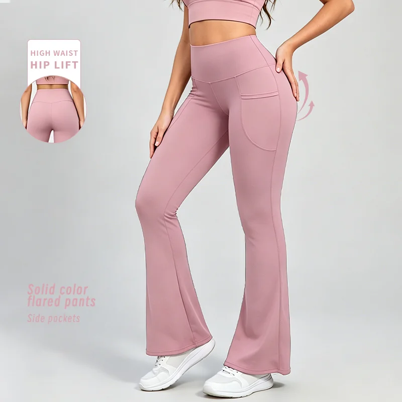 Women's Super Soft Flare Pants with Pockets, High Waisted Tummy Control wide-leg Yoga Leggings Bell Bottoms Casual Workout Pants