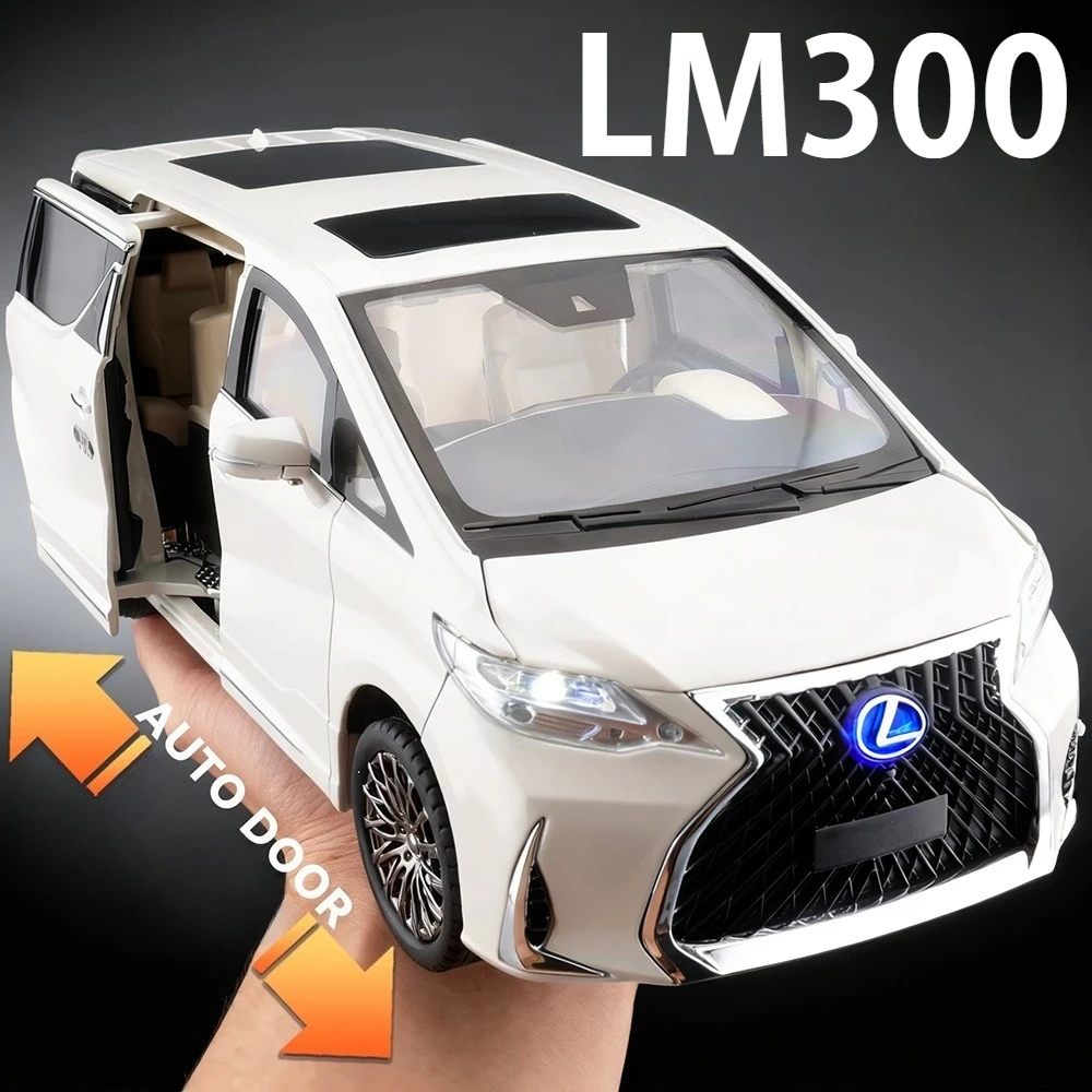 1:18 LM300 Prado Modelli in lega pressofusa Giocattoli Auto Suono Luce Tirare indietro Porte aperte Volante anteriore Auto Regali per bambini Festival