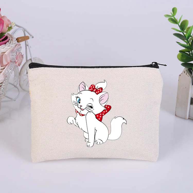 Disney The Aristocats Marie Cat New Women Cosmetic Bag Travel Makeup Bag Gift Cosmetic Bag Portable School Teacher Pencil Case