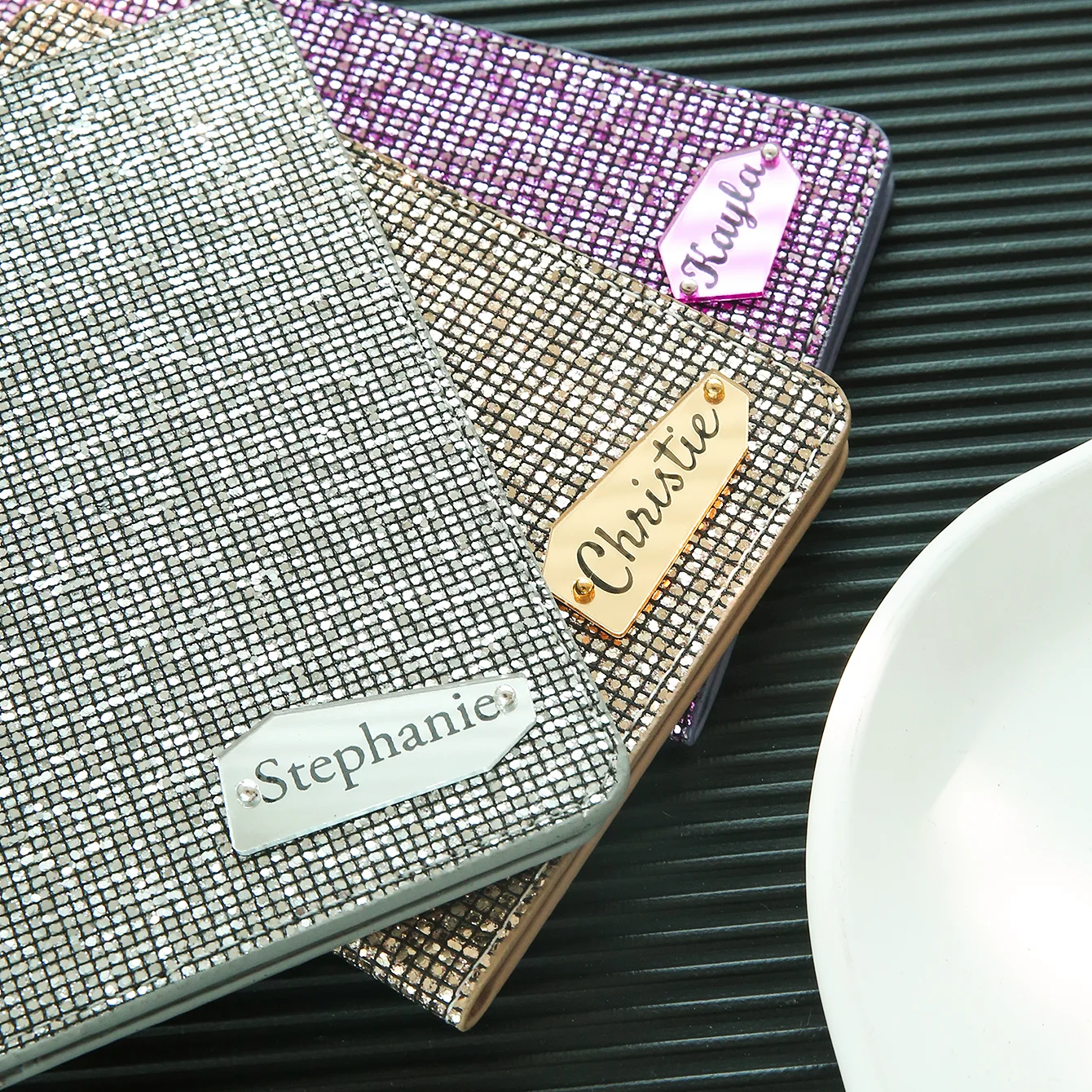 Picture 5: Personalized Name Passport Holder with Disco Ball Sequins Custom Unique Passport Holder with Shiny Mirror Name Tag Souvenir Gift