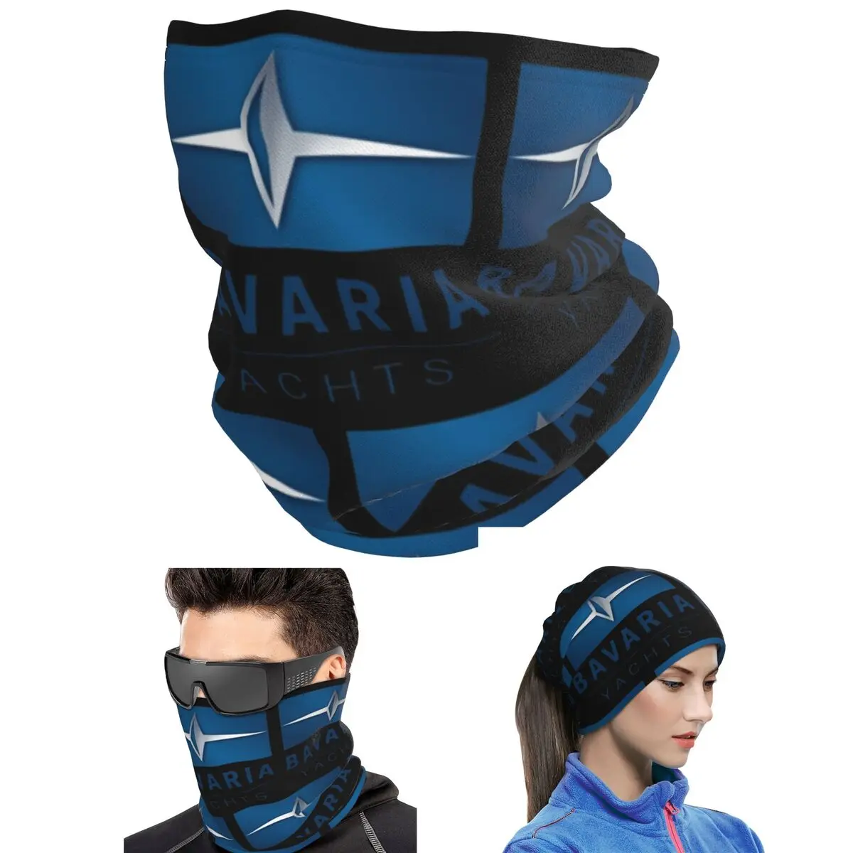 Bavaria Yachts Blue Silver Logo Bandana Neck Gaiter Printed Wrap Scarf Hiking Fishing Headband Unisex Adult Windproof