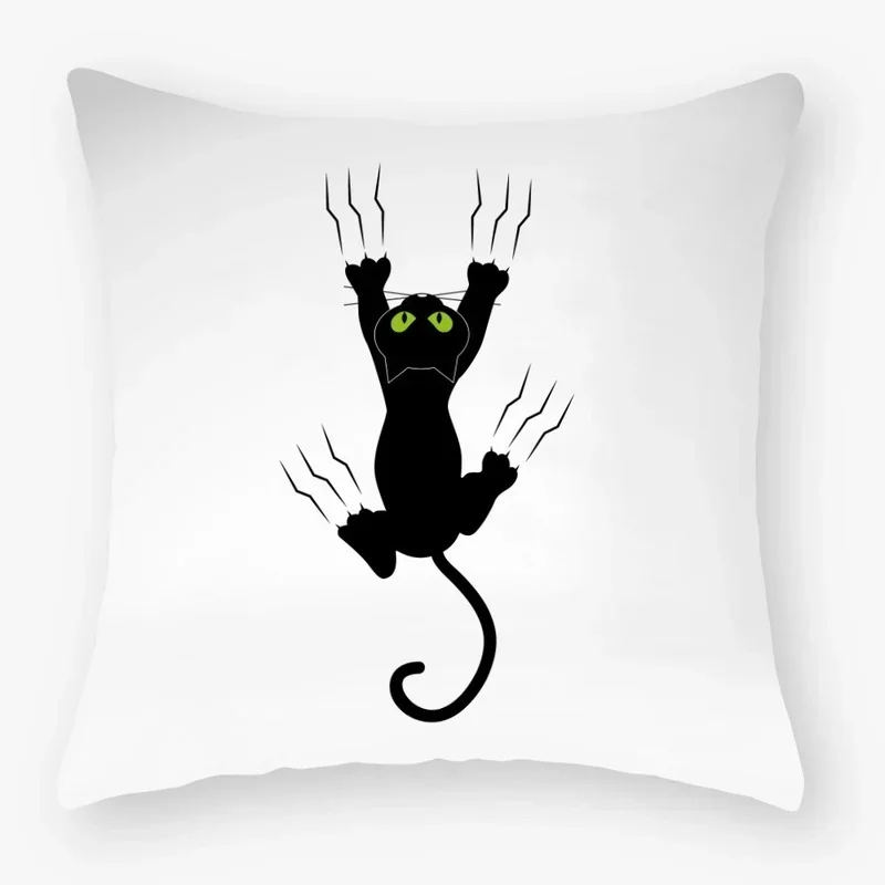 Cute Black Cat Pillowcase Cushion 45*45  Pillowcase Sofa Car Home Decoration Room Decoration Cushion Cover