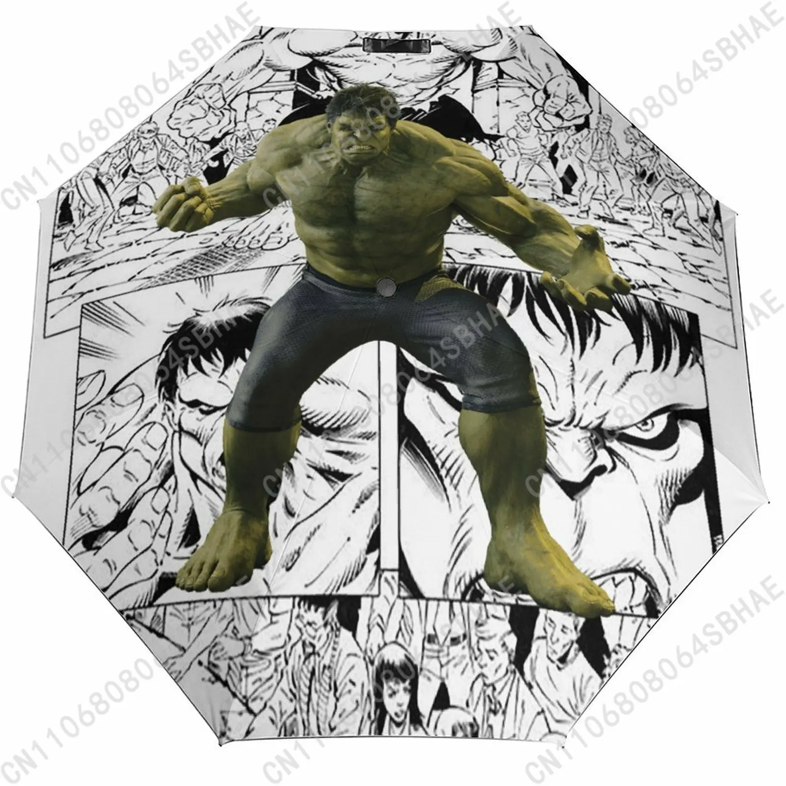 

Marvel The Incredible Hulk Automatic Foldable Umbrella One Button Umbrella Black Coating Umbrella with Matching Pouch Cosplay