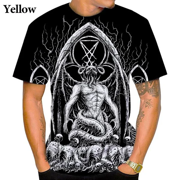 2024 Latest Devil Satan 3D Printed Fashion Hip Hop Street T-Shirt Round Neck Short Sleeve Top T-Shirt