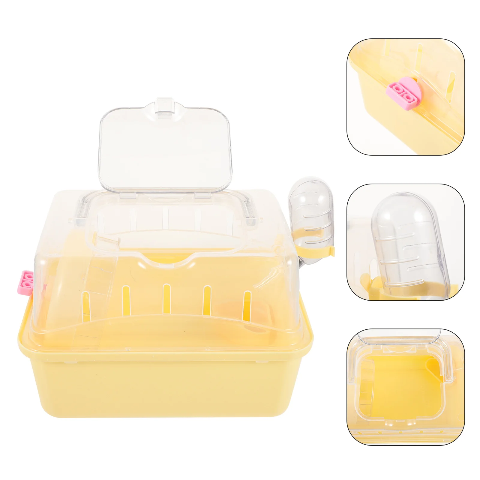 حافظة حامل الهامستر من البلاستيك الشفاف قفص الحيوانات الأليفة الصغيرة للسفر في الهواء الطلق حاوية خنزير غينيا المحمولة حامل الفئران