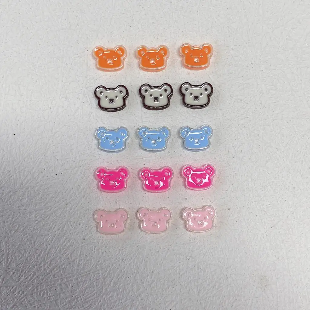 30PCS 3D Acrylic Bear Head Nail Art Charms Kawaii Accessories Parts For Manicure Decor Nails Decoration Supplies Materials Tool