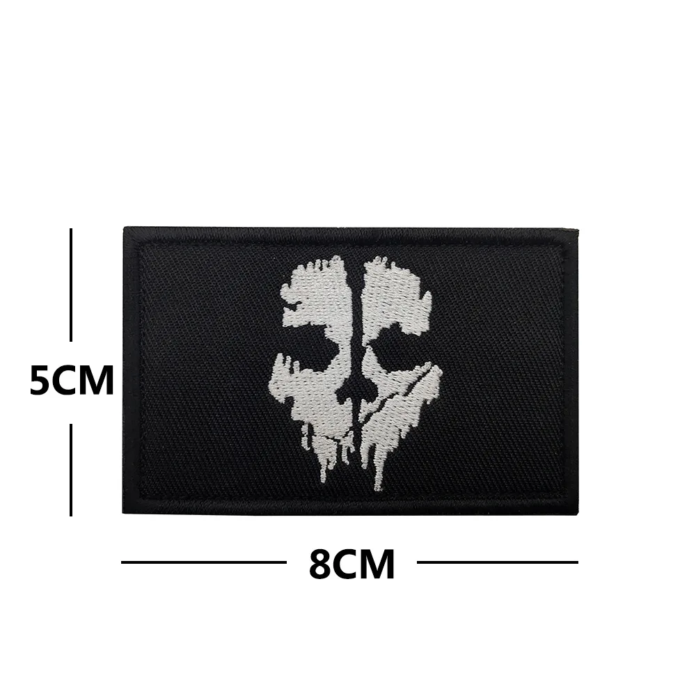 New Skull Logo Embroidery Cloth Hook Loop Patches Backpack Tactical Morale Badge Applique For Jacket Jeans Bag Hat Hook and Loop