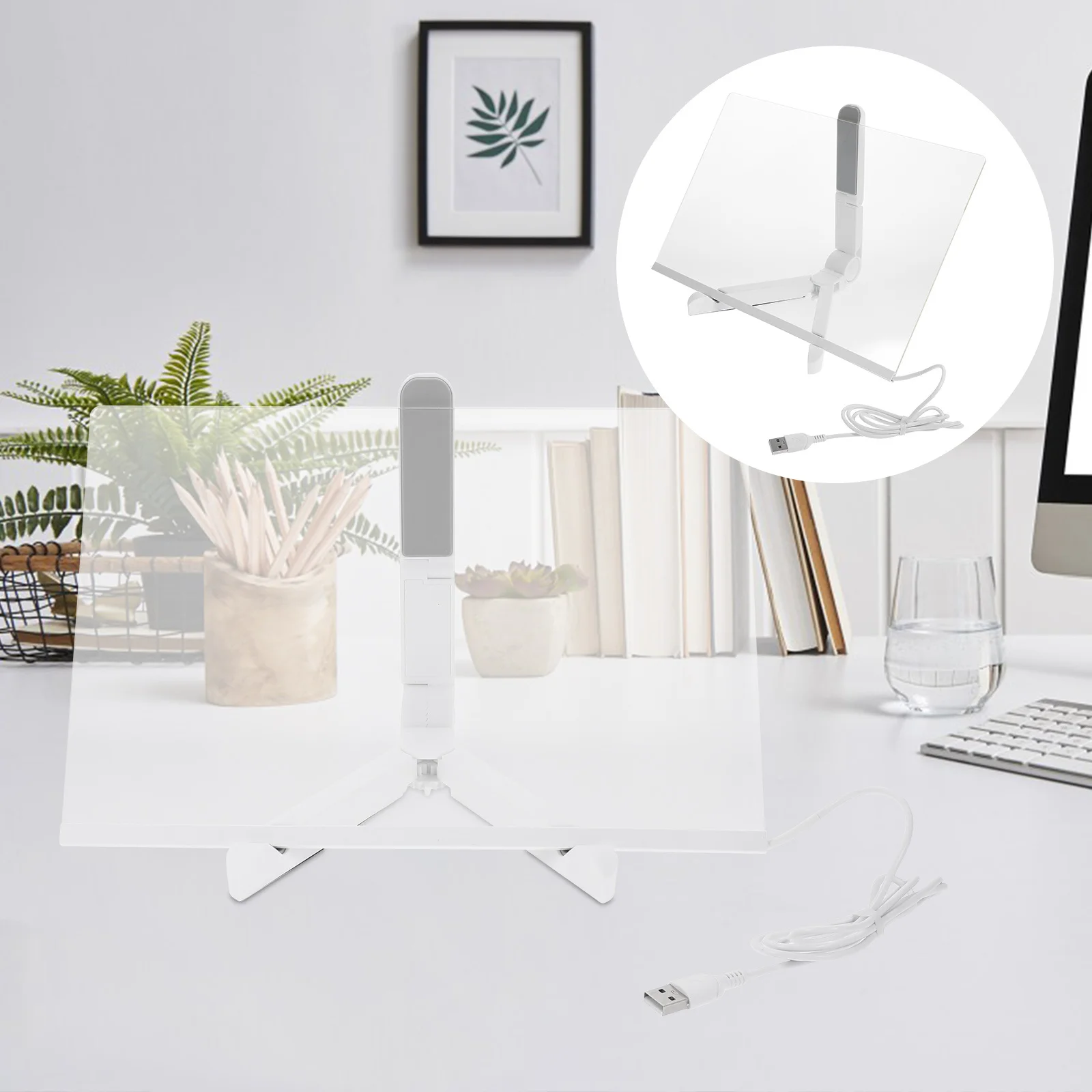 1 مجموعة Usb مضيئة الاكريليك لوح كتابة واضح رسالة المجلس لمكتب المنزل سطح المكتب مذكرة الطلاب متعددة الوظائف قابل للمسح Pp #2