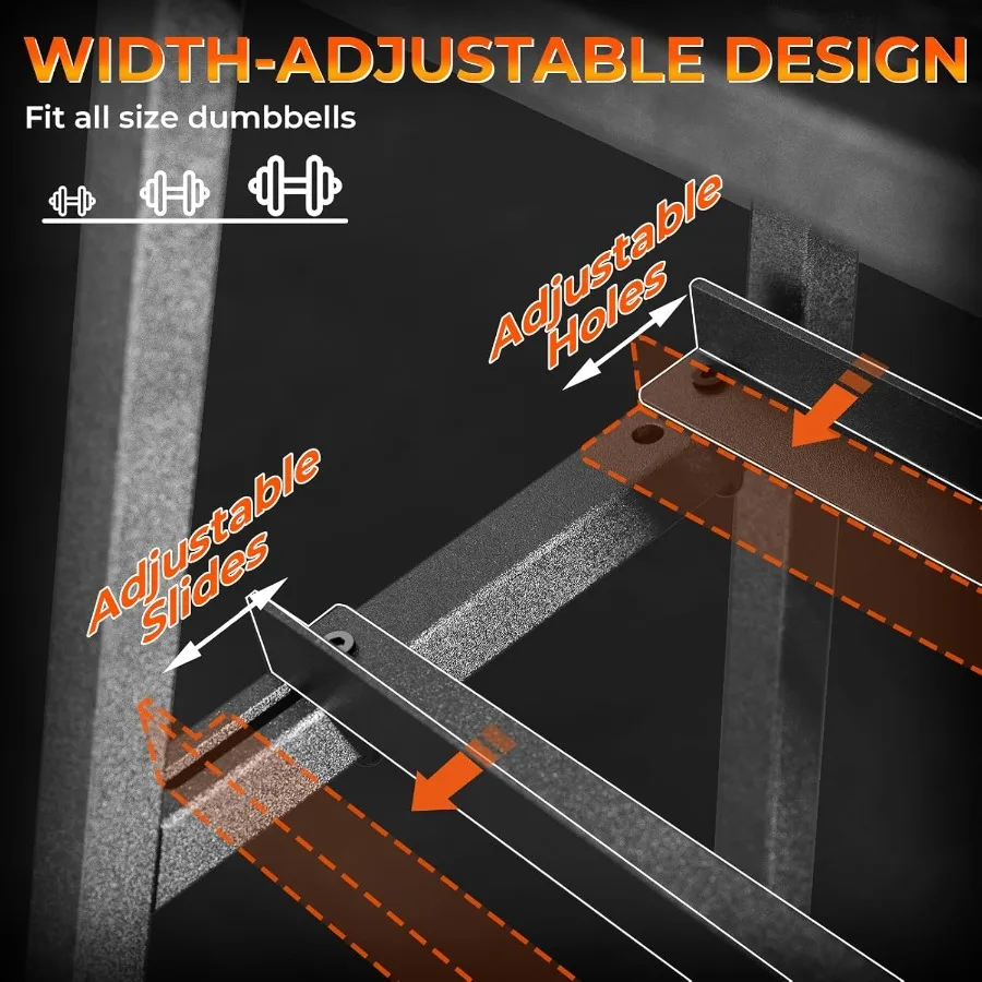 ชั้นวางดัมเบล - ชั้นวางน้ำหนักปรับระดับได้ 4 ชั้น สำหรับดัมเบล ชั้นวางเก็บอุปกรณ์ออกกำลังกายที่บ้าน สำหรับเสื่อโยคะ ลูกกลิ้งโฟม และเคตเทิลเบล