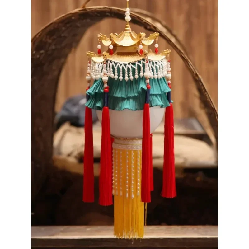 

Ретро-стиль, имитация овечьего рога, светящаяся пряжа Цзяна, Hanfu, стрельба, длинная кисточка, портативная прогулочная дворцовая клетка, законченная