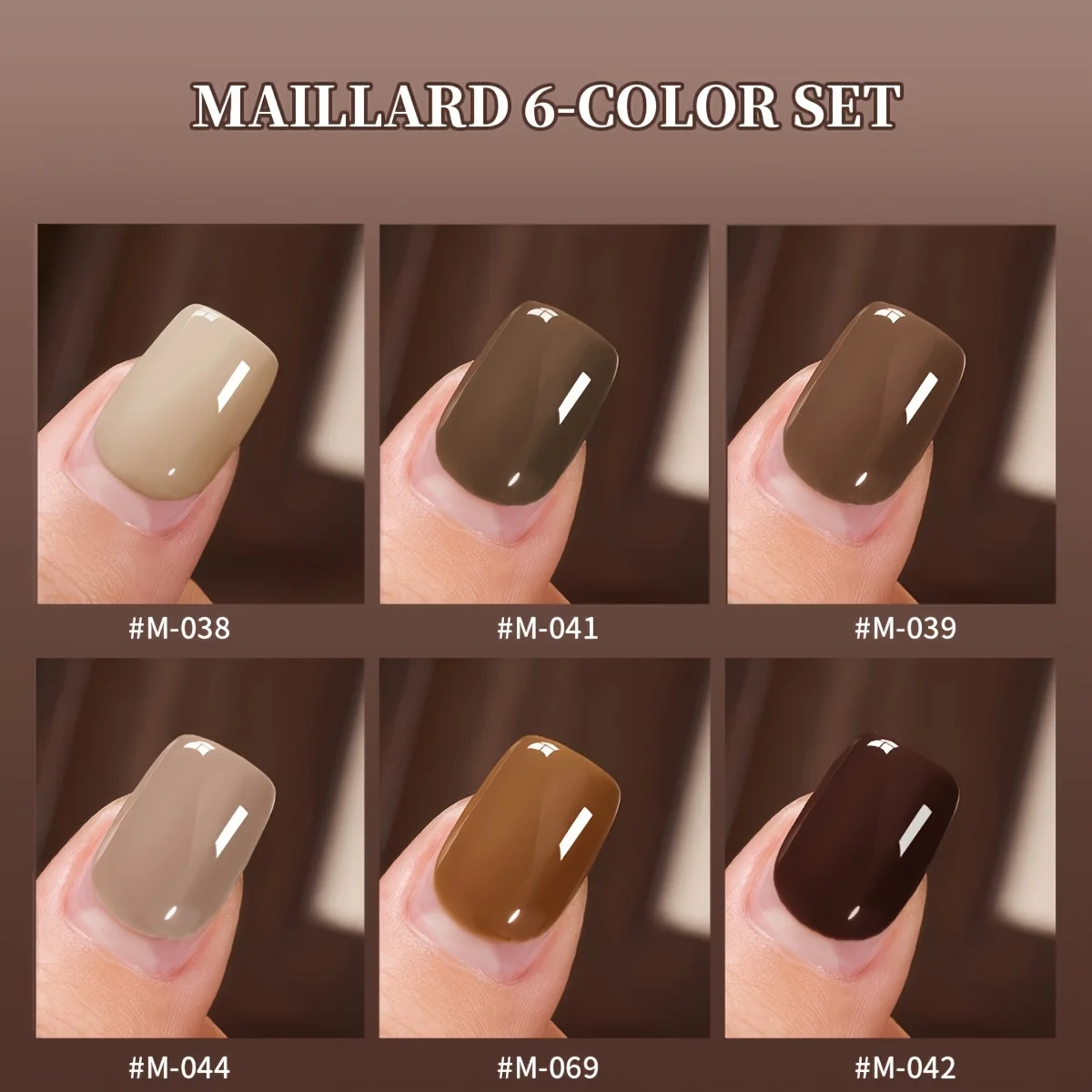 6개입 누드 브라운 젤 폴리쉬 세트, 오래 지속되는 고광택 살롱 품질 UV/LED 소프트 젤, 네일 아트 애호가에게 완벽