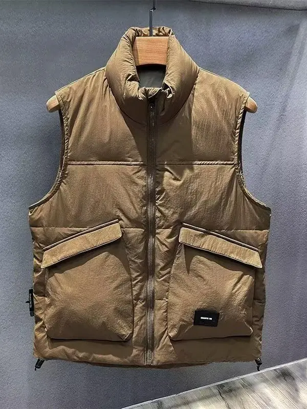 

Мужской повседневный хлопковый жилет, теплая рабочая одежда с воротником-стойкой, джат, большой свободный крой, осенне-зимний американский терможилет