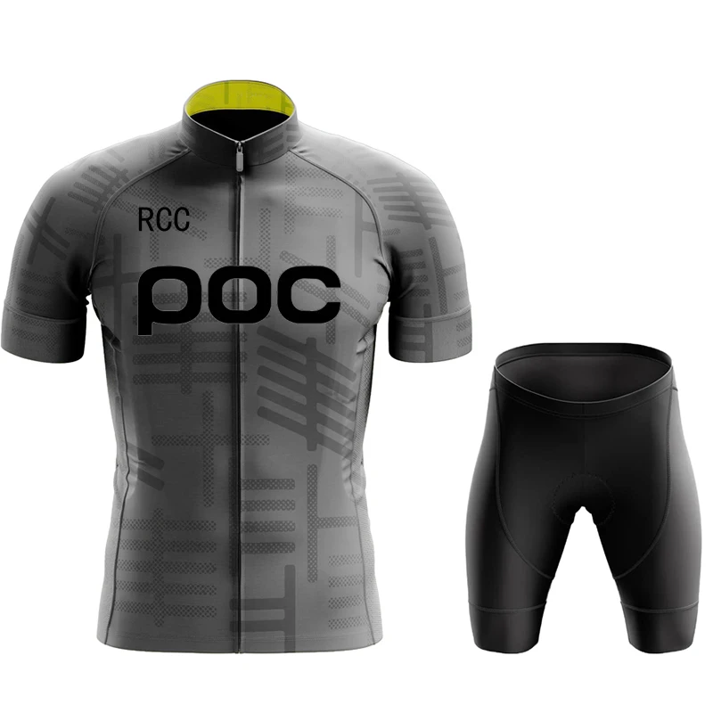 RCC POC Cycling Jersey Bib Set MTB Uniform Bike Clothing Quick Dry Bicycle Wear Clothes Mens Short Maillot Culotte