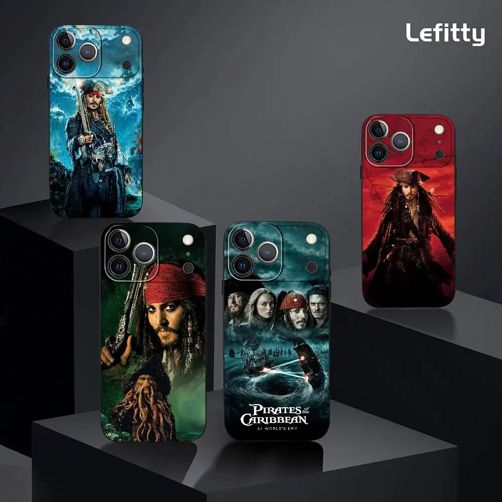 P-Pirates Of The Caribbean Telefoonhoesje voor iPhone 17 16 15 14 13 12 11 Pro Max Plus Mini Zwart Frosted Soft Shell Funda