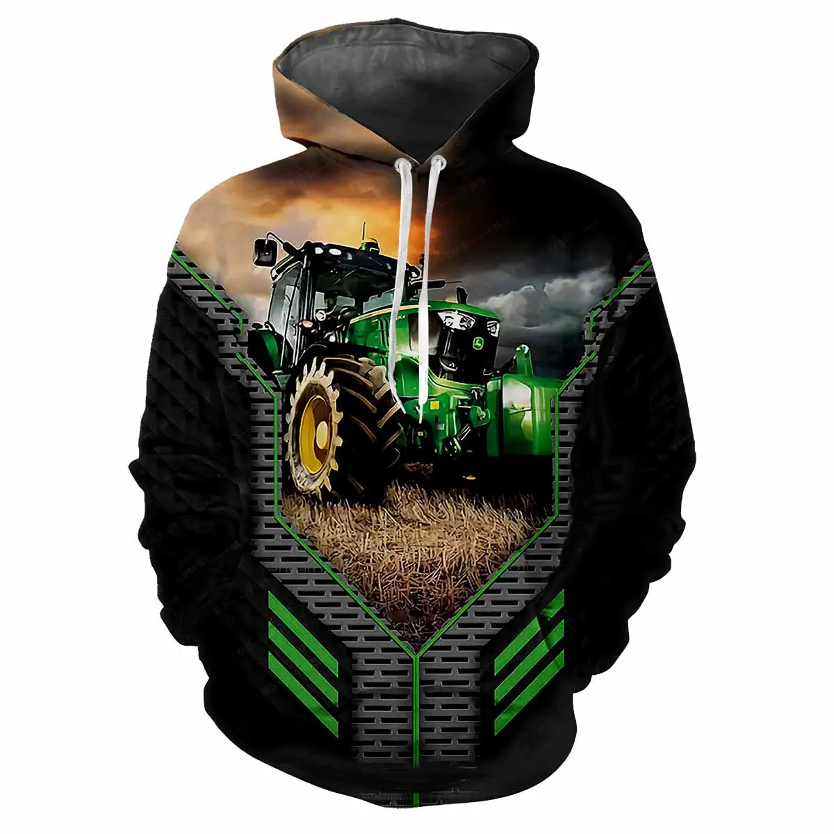 Tractor Engineering Car 3d Printed Summer Men's Hooded Hoodie Fashion Classic Trend Street Casual Loose Quality Top Clothing