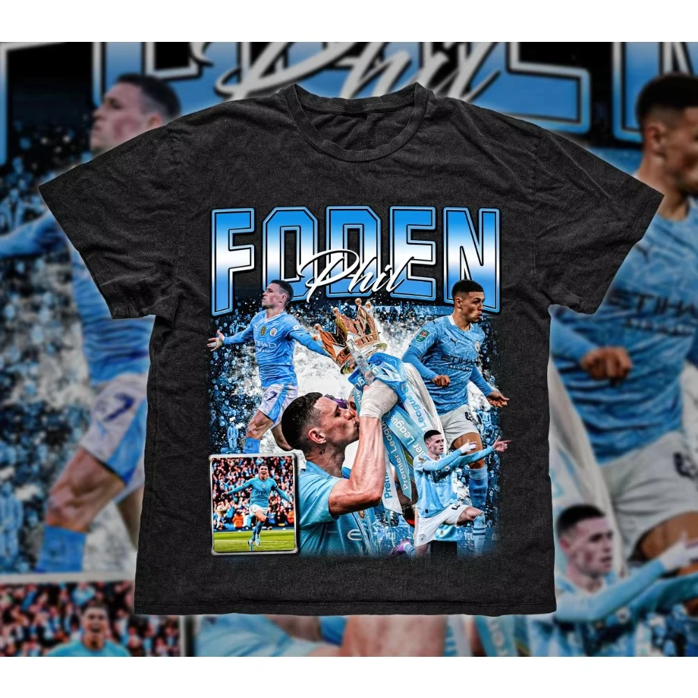 

2025 Vintage 90s Graphic Phil Foden T-Shirt Manchester City Tee Soccer T-Shirt Sport Tee Cotton Tee Summer Clothing