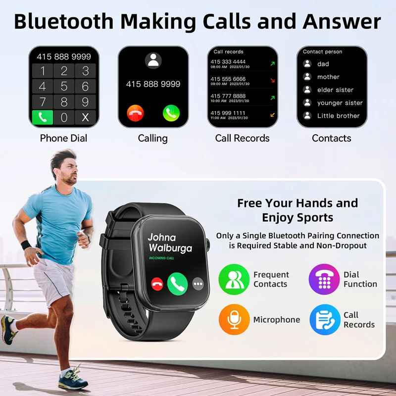 Calories Fashion Smartwatch Phone Connection Bluetooth Call 1.85 High Definition Screen Sports Watches The Gift To Men And Women