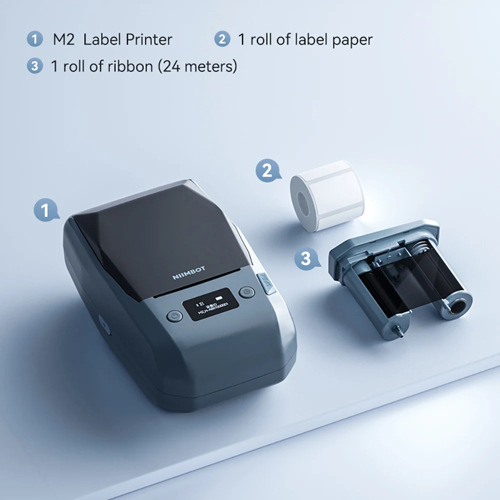 Niimbot M2 Thermotransfer-Etikettendrucker, 300 DPI, hochauflösend, kabellos, 20–50 mm Druckbreite, Etikettendrucker, unterstützt Telefon/PC