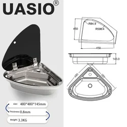 RV karavan kamp paslanmaz çelik el lavabo lavabo üçgen sol sağ temperli cam kapak tekne römorku yaprak makası Camper aksesuarları