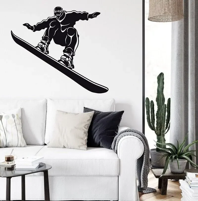 Pegatinas de pared para deportes extremos, calcomanías de esquí, vinilo, regalos de Snowboard, deportes de invierno, pegatinas de pared de salón para el hogar, decoración de moda Jx18