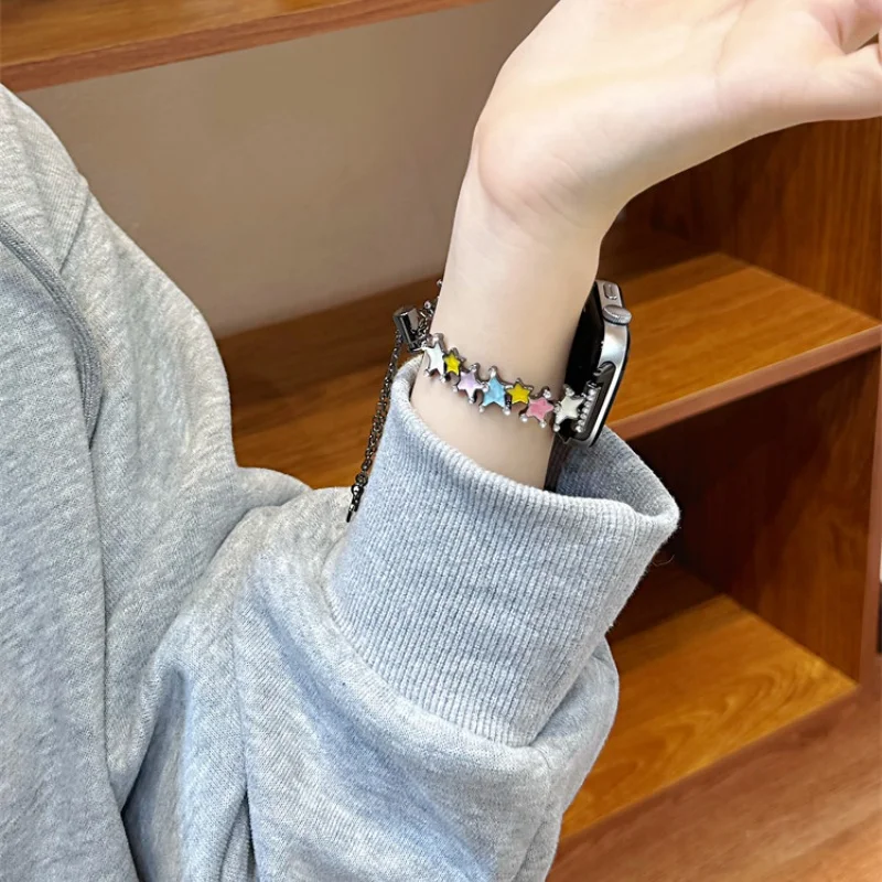 

Diamond studded colored stars suitable for Huawei GT5/GT5 Pro/GT4/GT2/3/4 22mm/20mm/18mm fashionable watch straps