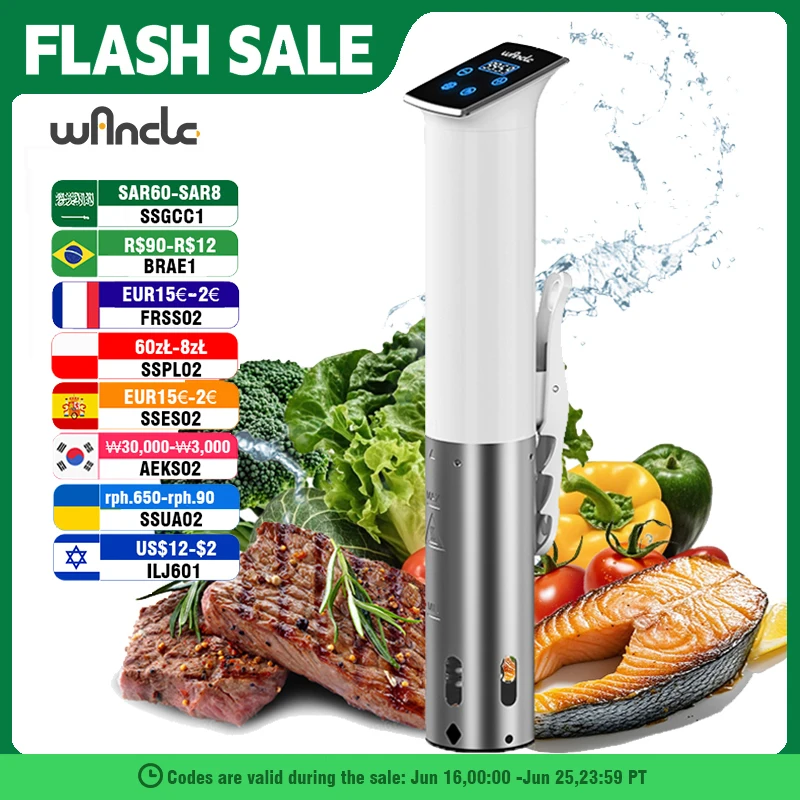 

Wancle 1100 Вт вакуумная плита Sous Vide IPX7 водонепроницаемый погружной циркулятор мультиварка со светодиодным цифровым точным управлением