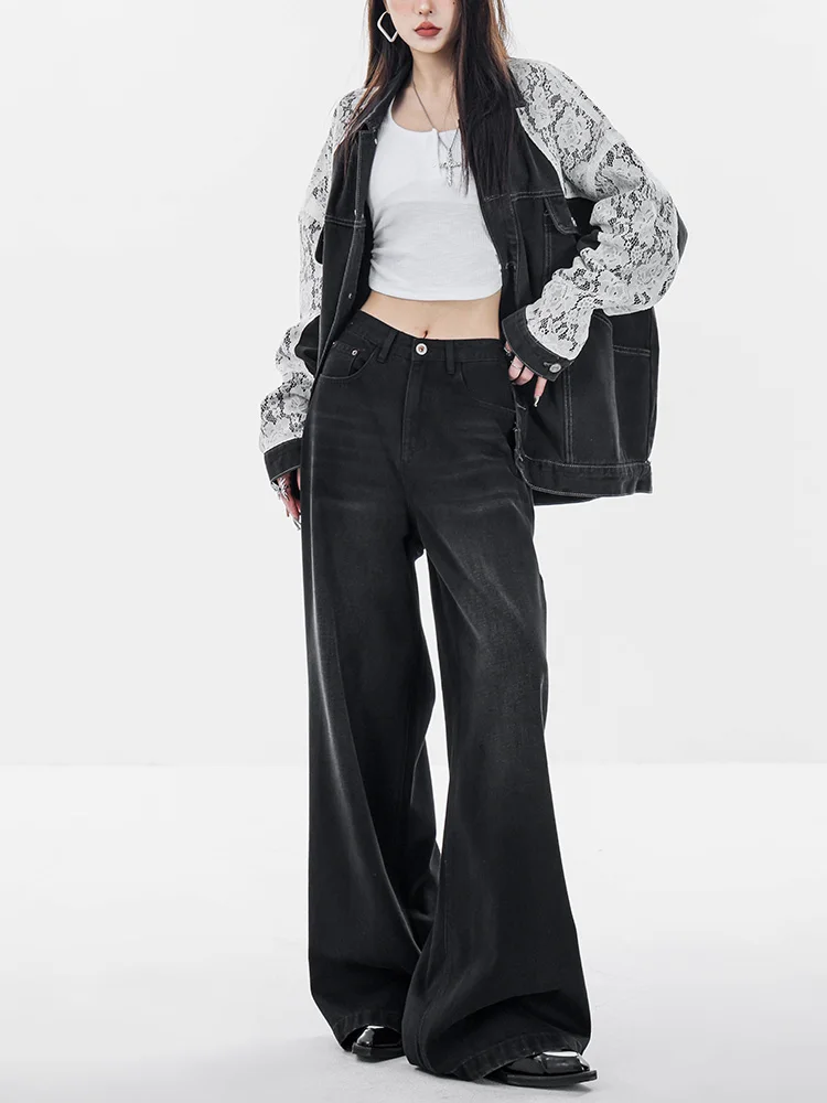 

Оригинальные широкие джинсы ABWEAR Bla, женские свободные прямые брюки длиной до пола, осень-зима, новые, с высокой талией, неэластичные