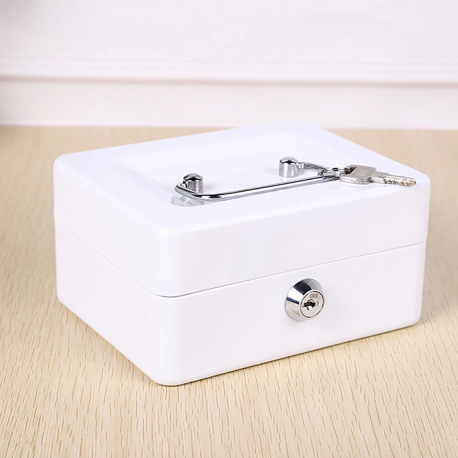 Metal Safe Box with Key Lock Fire Resistant Metal Storage Box for Home Outside Car Tablet