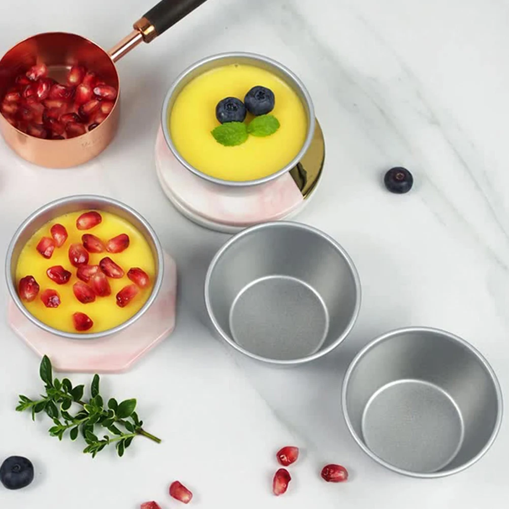 

6 Pcs Pudding Cup Mold Form Cupcakes Metal Baking Molds Silicone Pastry Pan Muffins Tins Individual Maker Round Kitchen