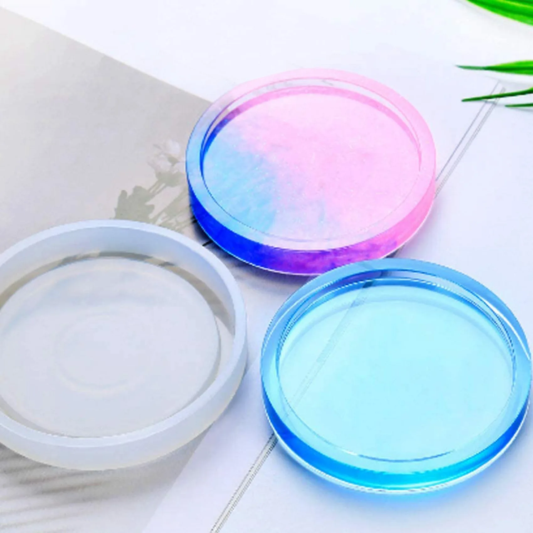 A04G-8 Pack Round Silicone Coaster Molds,Clear Epoxy Molds For Casting With Resin,Concrete,Cement And Polymer Clay