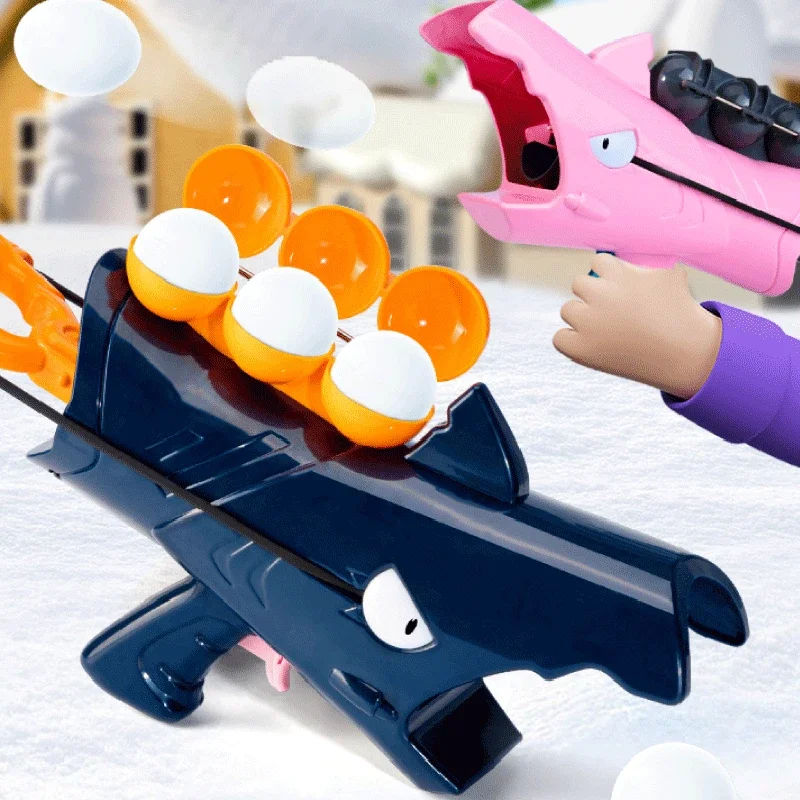 Shark Snowball Launcher Gun Toy Cartoon Snow Clip Clamp Snow Ball Tools Parent Child Winter Outdoor Interaction Game Sport Toys