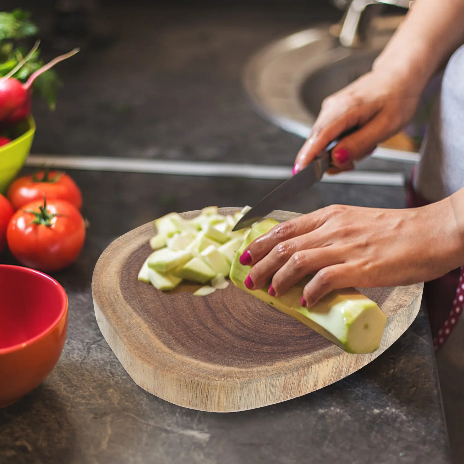 

1 шт. разделочная доска из премиального дерева для кухни, для фруктов, мяса, овощей, рыбы, хлеба, легко моется, с удобной ручкой для переноски