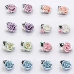 Ceramic Rose Flower Shape Perforated Fashion Elegant Versatile DIY Accessories Personalized Vintage Style Jewelry Accessories