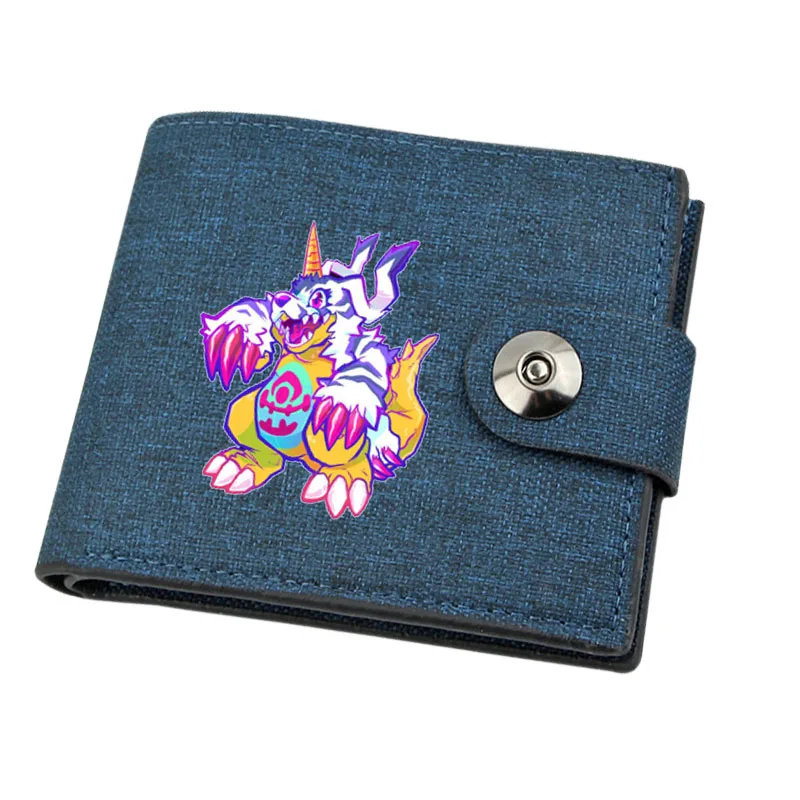 Boy Gril Coin Purse Anime Digimon Adventure Cartoon Wallet Canvas Teenager Casual Cash Holder Bi-Fold Buckle Short Wallet