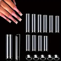 No C Curve Square Nail Tips-No C Curve Long Nail Tips-502Pcs No C Curve XXL Square Straight False Nail Tips Half Cover Clear Natural